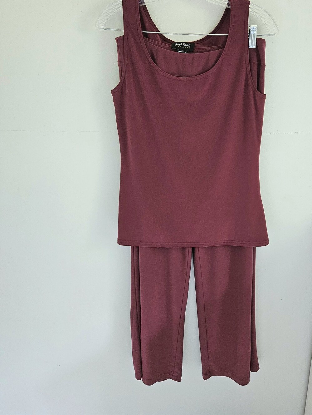 Joseph Ribkoff Set Merlot 3 Piece Open Ruched Jacket Pants Top - Picture 5 of 12